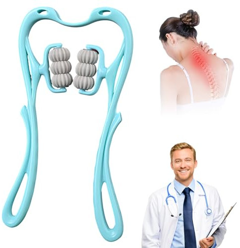 Rouleau de massage pour le cou, le cou et les épaules du dos avec 6 balles, rouleau de massage pour soulager les douleurs musculaires (bleu)