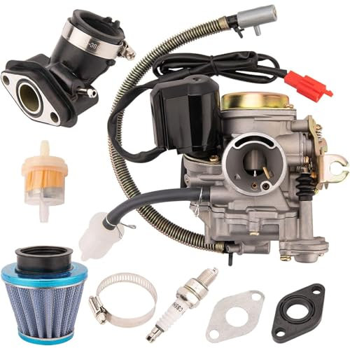 Ewillownm Compatible avec Le carburateur 50CC 4 Temps GY6 Haute Performance 139QMB pour Moteur de Scooter 49cc 50cc cyclomoteur PD18J Carb