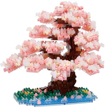Bandai - Nanoblock - Cerisier en Fleurs Deluxe - Figurine en Briques - Jeu de Construction Cerisier 990 Briques - Kit Construction Figurines en Pixel - Arbre à Construire en Mini-Briques - NBC048