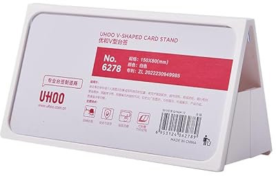 ECKEK Desk Name Plate Holder, Plastic Sign Holder for Table Display, Foldable Double Sided Nameplate (White 150*80mm/5.9*3.15 inches)