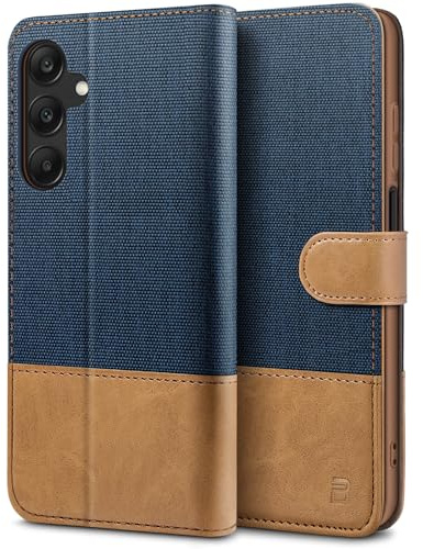 BEZ Coque pour Samsung A25 5G, Etui pour Samsung Galaxy A25 5G Housse en Cuir de Protection, Portefeuille en Cuir Polyuréthane, Crochet, Pochette pour Monnaie, Fermeture Magnétique, Bleu