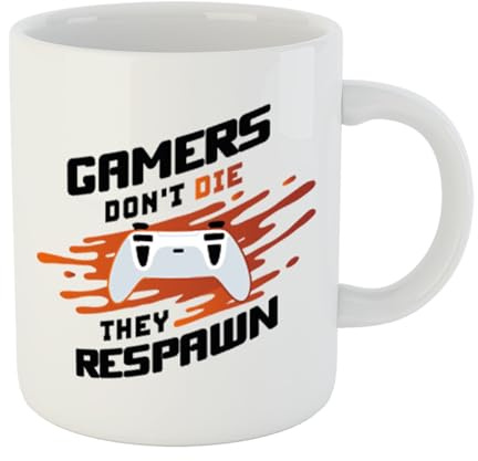 Tassensachen Gamer Tasse mit Spruch - Gamers don't die they Respawn - Kaffeetasse Teetasse aus Keramik in Weiß - ca. 330 ml spülmaschinengeeignet - Geschenkidee für Gamer Freunde