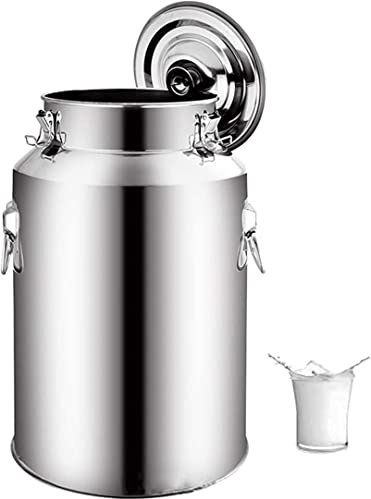 NIBXEPDF 304 Food Grade Stainless Steel Milk Bucket Transport Can Wine Pail Barrel Tote Jug with Sealed Lid for Liquid Storage and Transporting