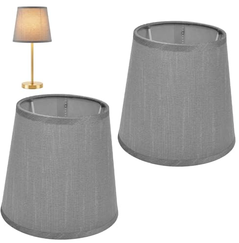 Tissting 2 Stück Lampenschirm Stoff, E14 Kleine Tischlampe Lampenschirm Aufstecken Deko Lampshades Kronleuchter Wandleuchte Tischlampe 15 × 14 × 11 cm