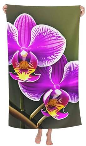 BREAUX Toalla de microfibra con estampado de orquídeas, toalla de baño de secado rápido para hombres y mujeres, esencial para los amantes de la playa