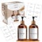 2 Distributeurs 50 cl pour Savon, Shampoing, Liquide Vaisselle | Support en Bambou, Entonnoir & Etiquettes Personnalisées | Accessoire Cuisine & Salle de Bain Pratique | OriginalCorner®