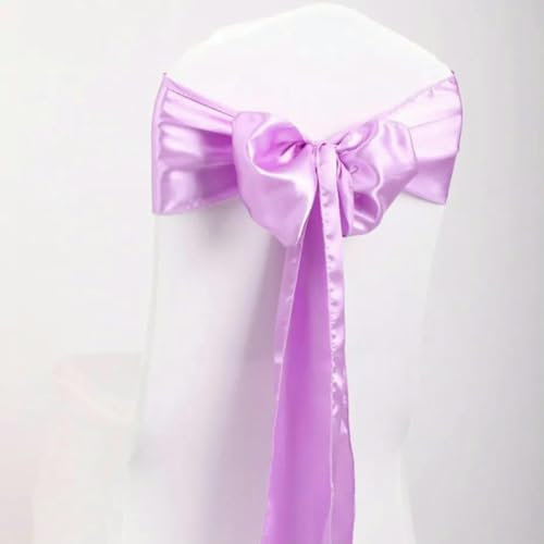 LPUKOI 50pcs Satin Chair Knot Sashes Chair Bows Ribbon Butterfly Ties Hotel Banquet Party Event Decoration Chair Sash17*275cm-Lilac