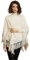 BEAUTELICATE Damen Gestricker Schal Stola Dreiecksschal Warm Hohl Stricken Cape Cardigan Elegantz Dreieckstuch Umschlagtüch mit Fransen für Herbst Winter Frühling (Cream, Einheitsgröße)