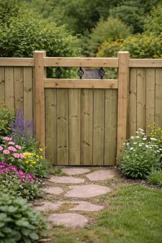 Wooden Garden Gate Pedestrian Gate Wooden Pressure Treated 5ft 150cm, (150 cms High x 120 cms Wide x 5 cms Deep)
