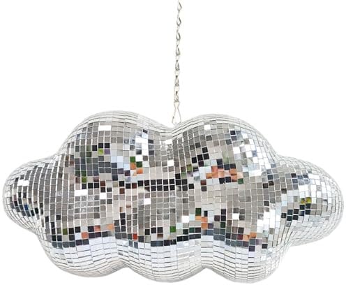 MFGDISCO Discokugel Wolkenform, niedlicher hängender Partyspiegel Dekor mit Kette, Retro-Licht reflektierende Kugel für Party Home Decor, Disco Spiegel Ornamente, Silber, Design Patent