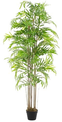 ML-Design Bambú Artificial 180 cm Decorativo, Planta Grande Estilo Oriental Falsa Tronco Hojas y Maceta de Plástico, para Interior y Exterior, Árbol Ornamental Realista para Salón Oficina o Recepción