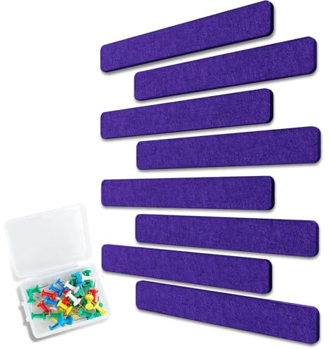 Uoisaiko Filz Pinnwand Selbstklebend mit 40 Pinnnadeln, 8 Stück Pinnwand Bar Streifen Filzboard Memotafeln Fotos Filzplatte Bulletin Board Wanddekoration für Büro Küche (Lila, Klein)