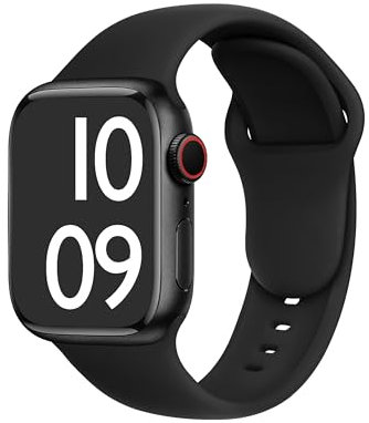 ELETTRONEO C1A Cinturino per Apple Watch Ultra 3 2 49mm, Serie 11 10 46mm, 9 8 7 45mm 41mm, SE 6 5 4 44mm 40mm, 3 2 1 42mm 38mm Donna Uomo Band Bracciale Sport Silicone, Nero