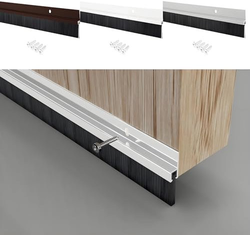 M.J COMFY-LIFE Door Brush Door Draught excluder 100cm Aluminium Door Brush Seal Premium Draught Excluder Strip Aluminium Door Bottom Sweep for Draft Blocker Noise Reduction (White)