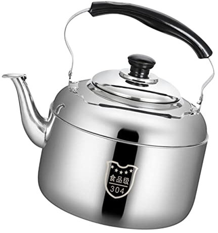 KICHOUSE Tetera De Acero Inoxidable 304 Caldera Hervidor De Agua Para Placa De Inducción Hervidor Para Encimera De Gas Capacidad Teteras Olla De Agua Hirviendo Y Cepillado Industrial Silver