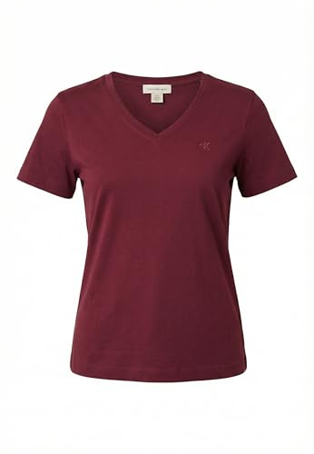 Calvin Klein Damen T-Shirt Kurzarm Archive Jersey Tee mit V-Ausschnitt