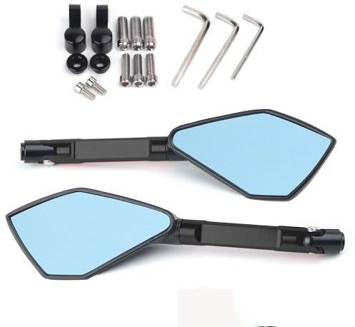 OPBVXQ Motorrad Rückspiegel für Kawasaki Vulcan S 2015-2024, Motorradspiegel, Modifizierte Lenkerendenspiegel, Verstellbar Motorrad-Wind-Außenspiegel, Motorrad Seitenspiegel,A Black