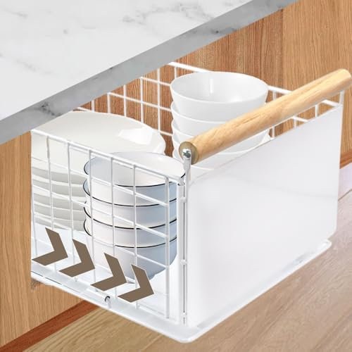 YBCCBY Teleskopschublade Ausziehbare Schublade Faltbare Ausziehschublade Erweiterbar Küchenschublade mit Griff Weiß Telescopic Drawer Auszug Küchenschrank Schrankauszug für Küche