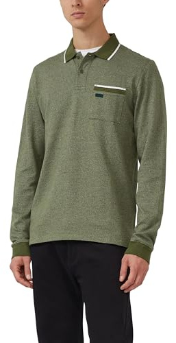 s.Oliver Herren Langarm-Polo mit Bündchen in Melange-Optik Poloshirt Langarm