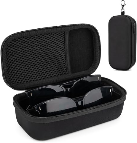 Fonwill Double Eyeglasses Case, Hard Shell Dual Glasses Case Travel Sunglasses Organizer for Men Women(2 Slot, Black)