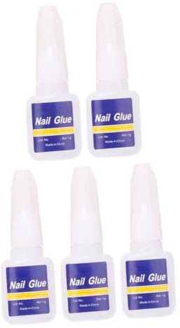 WRITWAA 5Pcs Press Nail Glue with Brush for Professional Nail Art Quick Drying Adhesive for Manicure Kit Strong Stickiness Safe for Nails for DIY and Salon Use