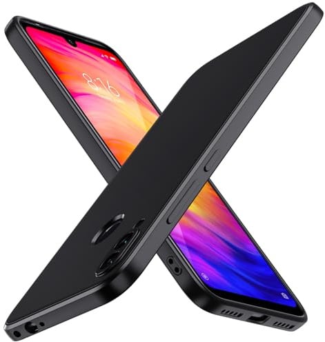 ivoler Silikon Hülle für Xiaomi Redmi Note 7 mit Vollständiger Kameraschutz, Ultra Dünne Weiche Stoßfest Schutzhülle Flexible TPU Matte Schwarz Handyhülle Kratzfest Case Cover