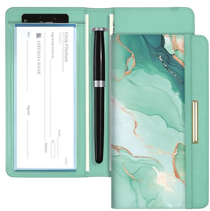 UNICRAFTALE Housse De Chéquier Porte-Chèques RFID pour Usage Personnel | Motif Marbre Similicuir Porte-Stylo Fentes Pour Cartes Blocage Rfid Couleur Mélangée