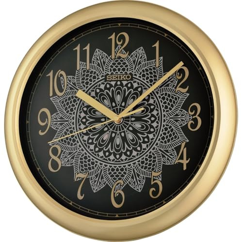 Seiko Clocks Wanduhr Gold-schwarz