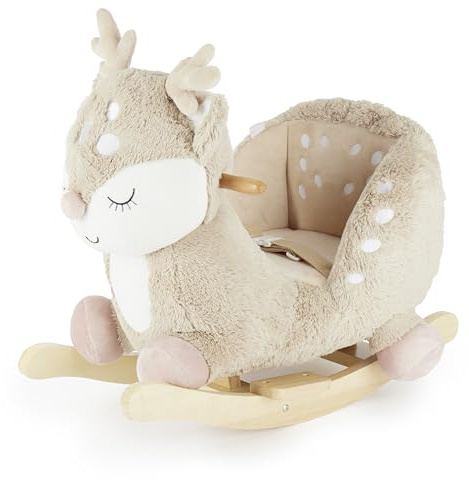 Bieco Plüsch Schaukeltier REH Ella, personalisiert | Kinder Schaukelstuhl mit Sicherheitsgurt | Baby Schaukel | Schaukel Kleinkind | Schaukeltier Baby Schaukelwippe ab 9 Monate personalisierbar
