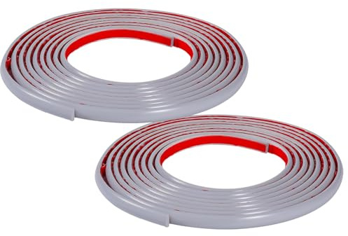 5M*2 Rolls Self-Adhesive PVC Tile Edging Strip Flexible Backsplash Floor Edge Moulding Trim,Laminate Beading,Liner for Corner,Caulk Decorative for Furniture Mirror,Panel,Wall,Grey
