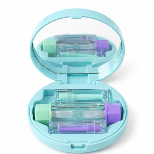 Yukumeji Contact Lens Case Hard Contact Lens Set - Storage Box with Dry Box RGP, Scleral Lenses & Ortho-K with Teat & Mirror for Care & Travel, multicoloured, Modern