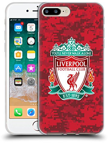 Head Case Designs Officially Licensed Liverpool Football Club Home Red Crest Digital Camouflage Gel Case [Military Grade Protection] Compatible With Apple iPhone 7 Plus/iPhone 8 Plus