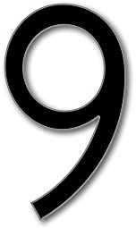 House Number 9 AVENIDA Door Numbers in 3 Sizes (15, 20, 25cm / 5.9, 7.8, 9.8inches) Modern Floating House Number Acrylic incl. Fixings, Colour:Black, Size:25cm / 9.8'' / 250mm