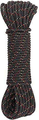 GM CLIMBING CE UIAA Certified 6mm (1/4in) Accessory Cord Rope Double Braid Pre Cut for Prusiks Hitches Knots Anchors Outdoor Applications Climbing Camping, Black, 20Ft Pre Cut