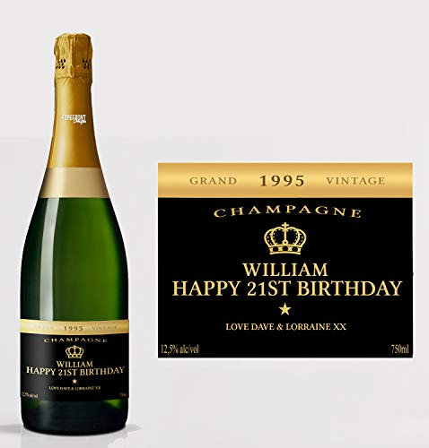 forefrontdesigns Personalised Champagne Bottle Label - Custom Champagne Label Bottle Sticker, Perfect for Weddings, Anniversaries, Birthdays & Gifts - Premium Customisable Prosecco Sticker