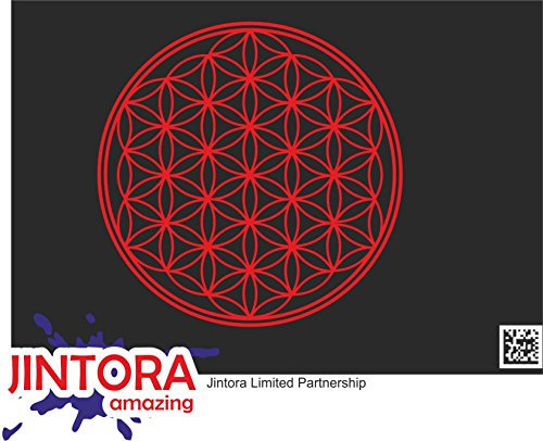 JINTORA - Autoaufkleber Tuning - Auto Aufkleber - Blume des Lebens Baum - 99x99 mm - Auto Sticker Bus Fenster Heckscheibe Camper wetterfest Outdoor Sticker Auto Deko LKW Tuning Selbstklebend - rot