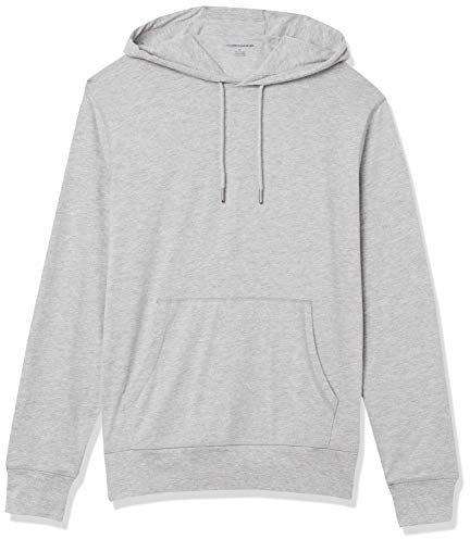 Amazon Essentials Men's Lightweight Jersey Pullover Hoodie, Medium Grey Heather, XS