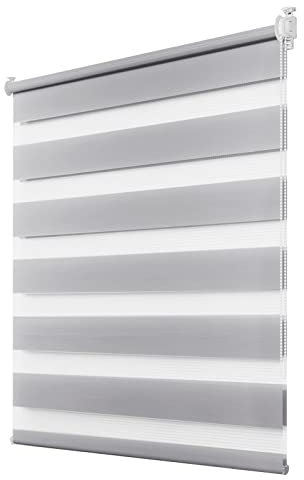 Deswell Doppelrollo Klemmfix ohne Bohren Grau B90 x H210 cm (Stoffbreite 86cm) Rollos für Fenster ohne Bohren für Fenster mit Lichtdurchlässig & Verdunkelnd/Höhe Stufenlos Verstellbar