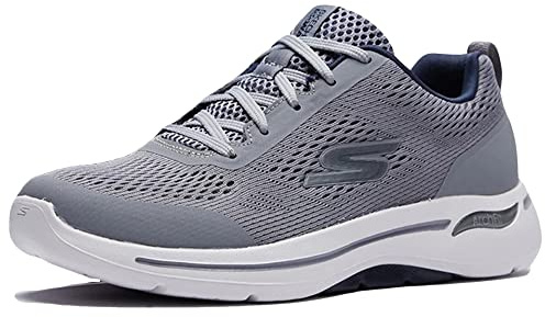 Skechers Men's Gowalk Arch Fit-Athletic Workout Walking Shoe with Air Cooled Foam Sneaker, Grey/Navy, 9.5 UK