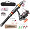 Angelrute Set Komplett, FISHOAKY Carbon Fiber Angelruten Teleskoprute und Spule Combo Kit mit Angelschnur Angelköder Set und Tragetasche für Kinder Erwachsene Salzwasser Süßwasse Fishing, 2,4M