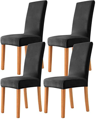 Morwealth Stuhlhussen aus Samt, weich, dehnbar, für Esszimmerstuhl, elastisch, waschbar, für Restaurant, Wohnzimmer, Hochzeitsdekoration, 4/6 Stück
