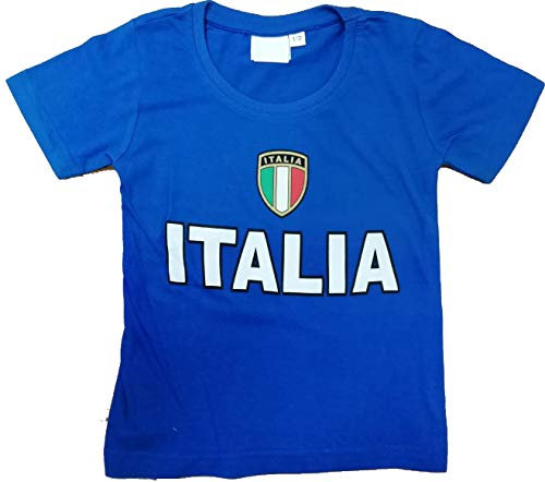Tutto T-Shirt Italien mit Wappen Tricolore, 100 % Baumwolle, Farbe Blau, Blau 11-12 Jahre