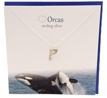Die Silber Studio Schottland Orca Whale Sterling Silber Halskette & Anhänger Karte & Geschenkset