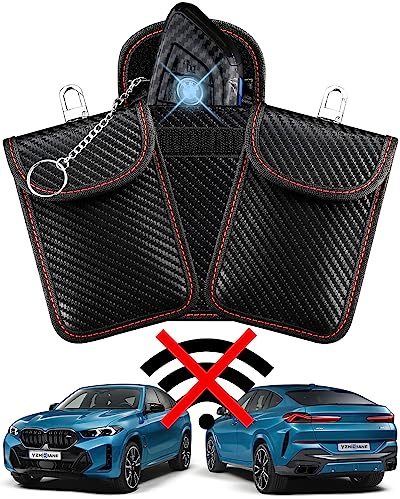 YZHIDIANF Faraday Key Fob Protector (3 Pack), Key Fob Signal Blocker Pouch, Faraday Bags Signal Blocking Security Pouch Anti-Theft Anti-Hacking Car Keys Fob Case Prevent Keyless Car Theft