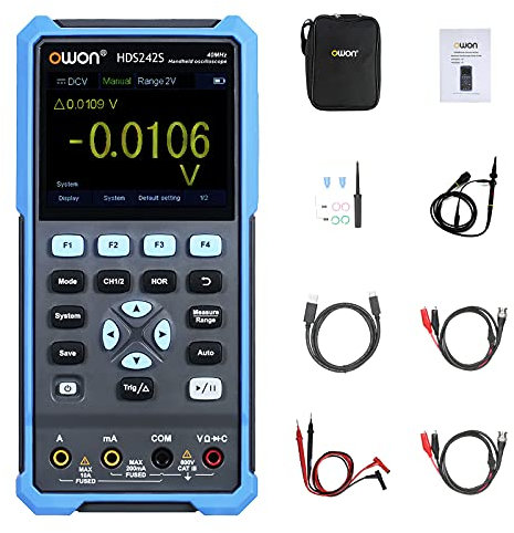 OWON HDS242S 3 in1 Handheld Digital Oscilloscope Waveform Generator Multimeter 2CH USB Type C 40MHz 3.5 LCD Test Meter
