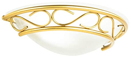 Licht-Erlebnisse Wandleuchte Messing, Wandlampe E14 Glas, Alabaster, Metall, blendarm, Rustikal, Landhaus, B:30 cm, elegant, stilvoll, Schlafzimmer, Flur, Wohnzimmer