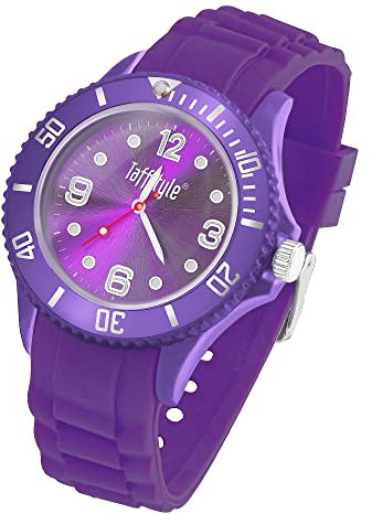 Taffstyle Armbanduhr Silikon Analog Quarz Uhr Farbige Sport Sportuhr Damen Herren Kinder Unisex 39mm Lila