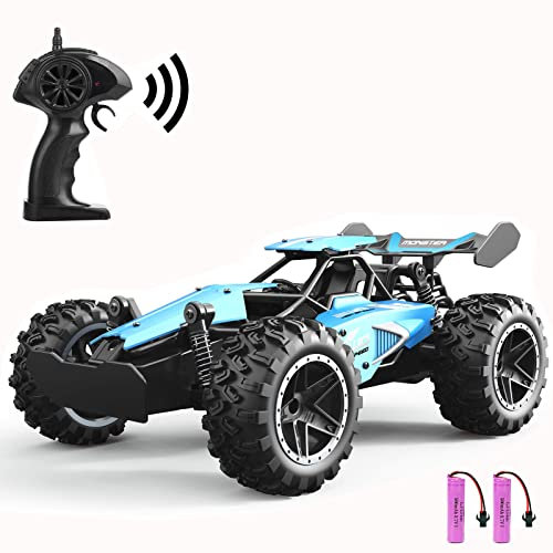 SZJJX Remote Control Cars – 2.4GHz High-Speed RC Car for Kids, 15KM/H+ 2WD Off-Road Car with 2 Rechargeable Batteries, Electric Remote Control Truck Toy for Boys & Girls Gifts (Blue)
