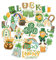 Navy Peony Glückliche St. Patrick's Day-Aufkleber (30 Stück) – wasserfest, Irland-Motive, grüne Designs | Kinderaufkleber zum Basteln, für Wasserflaschen, Geschenke