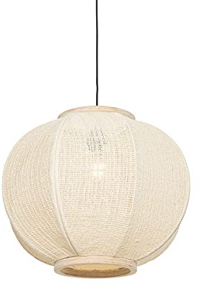 Qazqa - Orientalisch Orientalische Hängelampe I Pendellampe I Pendelleuchte Naturstoff 48 cm - Rob I Wohnzimmer I Schlafzimmer - Textil Rund - LED geeignet E27